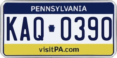 PA license plate KAQ0390