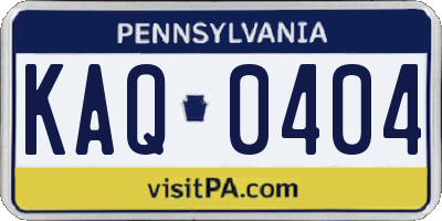 PA license plate KAQ0404