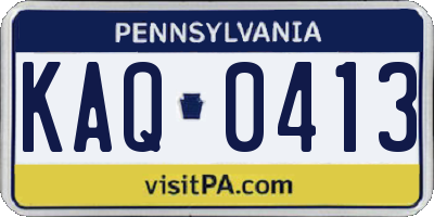 PA license plate KAQ0413