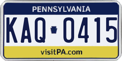 PA license plate KAQ0415