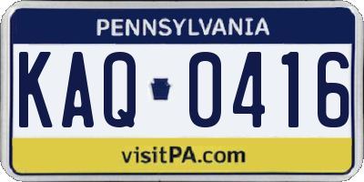 PA license plate KAQ0416