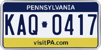 PA license plate KAQ0417