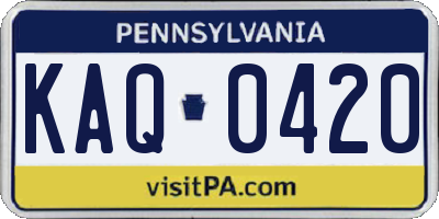 PA license plate KAQ0420