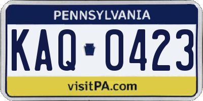 PA license plate KAQ0423