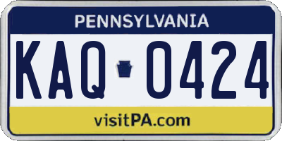 PA license plate KAQ0424