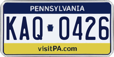 PA license plate KAQ0426
