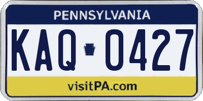 PA license plate KAQ0427