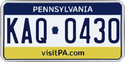 PA license plate KAQ0430