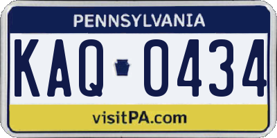 PA license plate KAQ0434