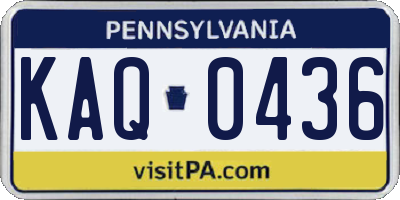 PA license plate KAQ0436