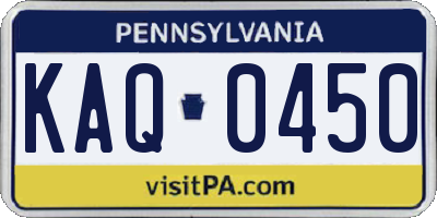 PA license plate KAQ0450