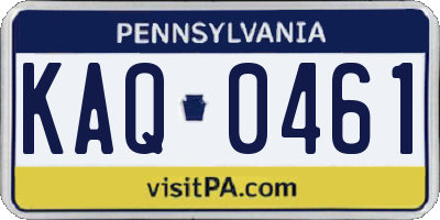 PA license plate KAQ0461