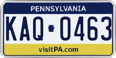 PA license plate KAQ0463