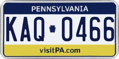 PA license plate KAQ0466