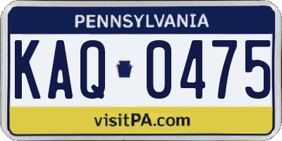 PA license plate KAQ0475