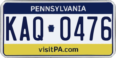 PA license plate KAQ0476