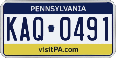 PA license plate KAQ0491