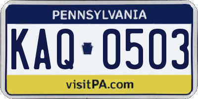 PA license plate KAQ0503