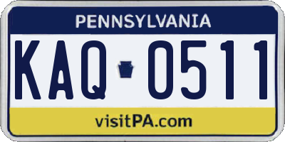 PA license plate KAQ0511