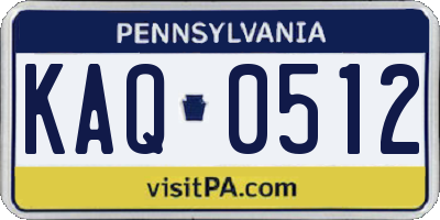 PA license plate KAQ0512