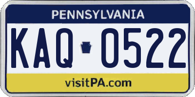 PA license plate KAQ0522