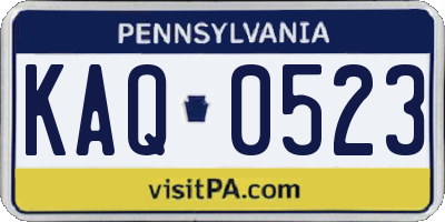 PA license plate KAQ0523