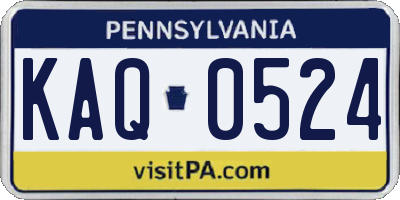 PA license plate KAQ0524