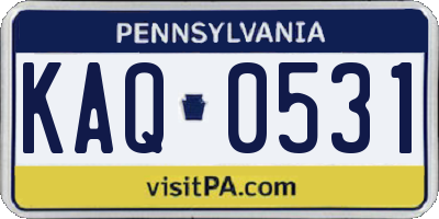 PA license plate KAQ0531