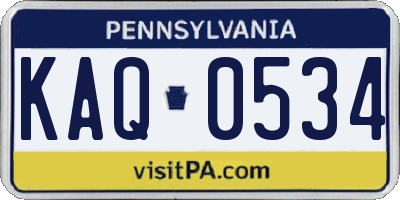 PA license plate KAQ0534