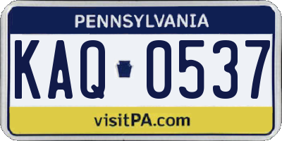 PA license plate KAQ0537