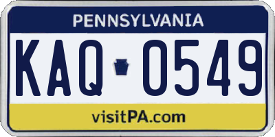 PA license plate KAQ0549