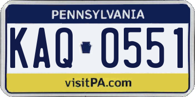 PA license plate KAQ0551