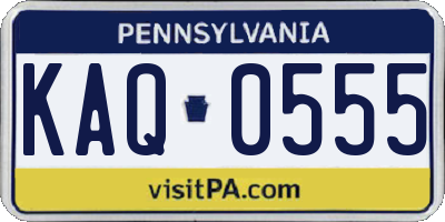 PA license plate KAQ0555