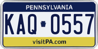 PA license plate KAQ0557