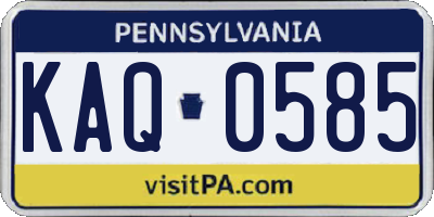 PA license plate KAQ0585