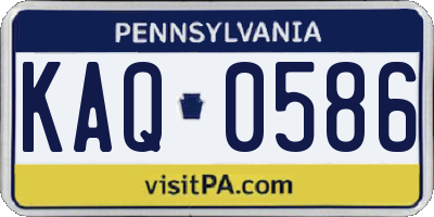 PA license plate KAQ0586