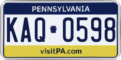 PA license plate KAQ0598