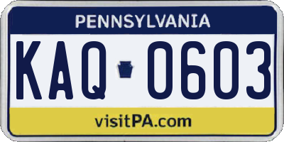 PA license plate KAQ0603