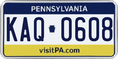 PA license plate KAQ0608