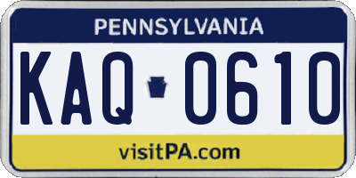 PA license plate KAQ0610