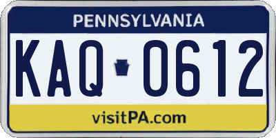 PA license plate KAQ0612