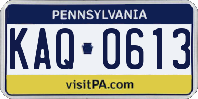 PA license plate KAQ0613