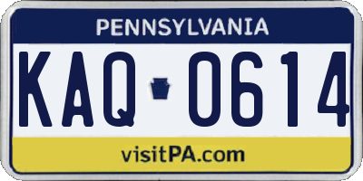 PA license plate KAQ0614