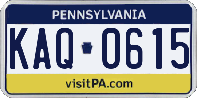 PA license plate KAQ0615