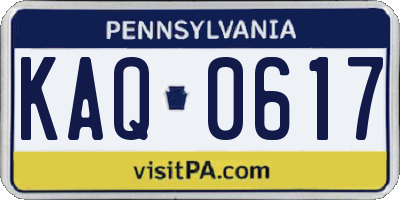 PA license plate KAQ0617
