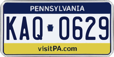 PA license plate KAQ0629