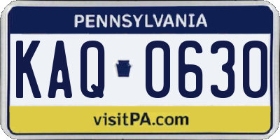 PA license plate KAQ0630