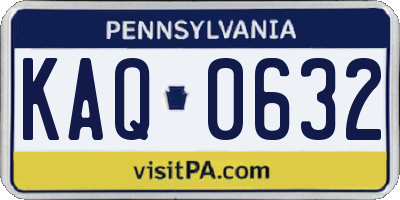 PA license plate KAQ0632