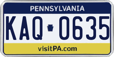 PA license plate KAQ0635