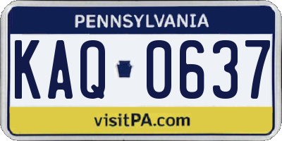 PA license plate KAQ0637